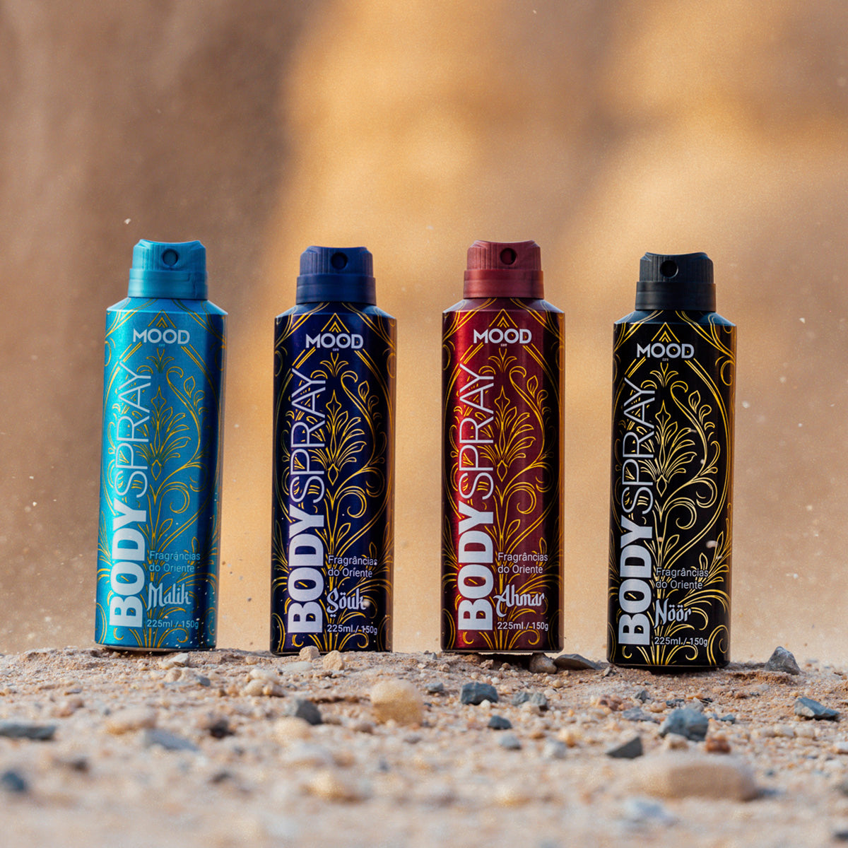 Kit 4 Body Sprays Mood Fragrâncias do Oriente 225ml